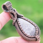 Fossil Coral Gemstone Handmade Copper Wire Wrapped Pendant Jewelry 2.76 Inch BZ-63
