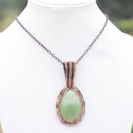 Lizarite Gemstone Handmade Copper Wire Wrapped Pendant Jewelry 2.76 Inch BZ-77