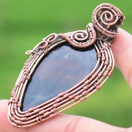 Blood Stone Gemstone Handmade Copper Wire Wrapped Pendant Jewelry 2.76 Inch BZ-79
