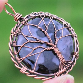 Fruit Jasper Gemstone Handmade Copper Wire Wrapped Pendant Jewelry 2.17 Inch BZ-82