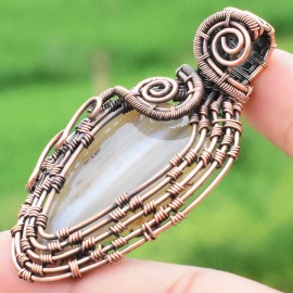 Yellow Onyx Gemstone Handmade Copper Wire Wrapped Pendant Jewelry 2.36 Inch BZ-92