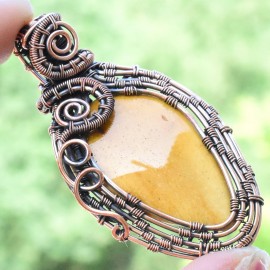 Mookaite Gemstone Handmade Copper Wire Wrapped Pendant Jewelry 2.36 Inch BZ-272