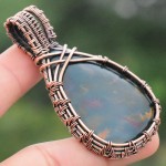 Blood Stone Gemstone Handmade Copper Wire Wrapped Pendant Jewelry 2.36 Inch BZ-291