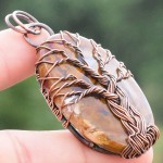 Plume Agate Gemstone Handmade Copper Wire Wrapped Pendant Jewelry 2.36 Inch BZ-296