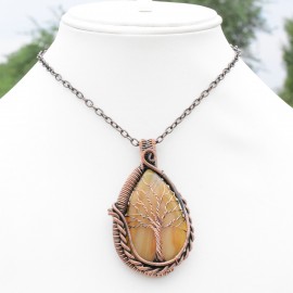 Bostwana Agate Gemstone Handmade Copper Wire Wrapped Pendant Jewelry 2.56 Inch BZ-302