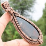 Blood Stone Gemstone Handmade Copper Wire Wrapped Pendant Jewelry 3.74 Inch BZ-334