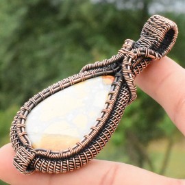 Bostwana Agate Gemstone Handmade Copper Wire Wrapped Pendant Jewelry 2.96 Inch BZ-342