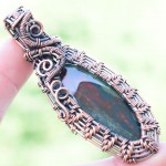 Blood Stone Gemstone Handmade Copper Wire Wrapped Pendant Jewelry 2.76 Inch BZ-379