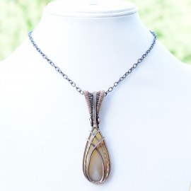 Montana Agate Gemstone Handmade Copper Wire Wrapped Pendant Jewelry 2.96 Inch BZ-382