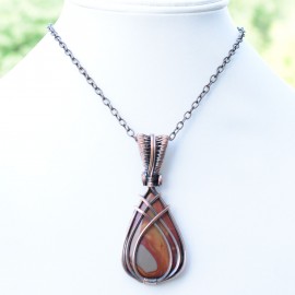 Noreena Jasper Gemstone Handmade Copper Wire Wrapped Pendant Jewelry 2.76 Inch BZ-389