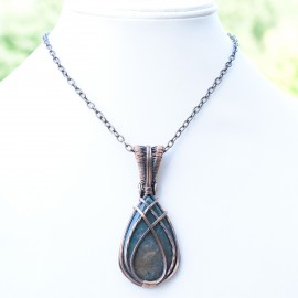 Blood Stone Gemstone Handmade Copper Wire Wrapped Pendant Jewelry 2.76 Inch BZ-398