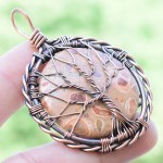 Coffee Jasper Gemstone Handmade Copper Wire Wrapped Pendant Jewelry 2.17 Inch BZ-406