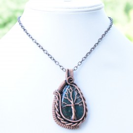 Blood Stone Gemstone Handmade Copper Wire Wrapped Pendant Jewelry 2.36 Inch BZ-411