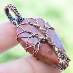 Rhyolite Opal Gemstone Handmade Copper Wire Wrapped Pendant Jewelry 1.77 Inch BZ-415