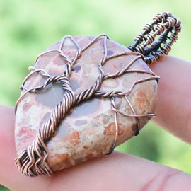 Coffee Jasper Gemstone Handmade Copper Wire Wrapped Pendant Jewelry 1.97 Inch BZ-419