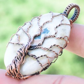 Solar Quartz Gemstone Handmade Copper Wire Wrapped Pendant Jewelry 1.97" BZ-429