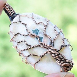 Solar Quartz Gemstone Handmade Copper Wire Wrapped Pendant Jewelry 1.97" BZ-429