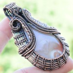 Crazy Lace Agate Gemstone Handmade Copper Wire Wrapped Pendant Jewelry 2.56" BZ-465