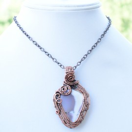 Dendrite Opal Gemstone Handmade Copper Wire Wrapped Pendant Jewelry 2.36 Inch BZ-467
