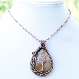 Bostwana Agate Gemstone Handmade Copper Wire Wrapped Pendant Jewelry 2.17 Inch BZ-471