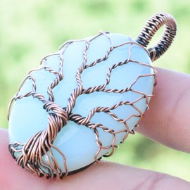 Chrysoprase Gemstone Handmade Copper Wire Wrapped Pendant Jewelry 1.97 Inch BZ-472