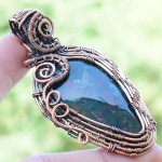 Blood Stone Gemstone Handmade Copper Wire Wrapped Pendant Jewelry 2.36 Inch BZ-498