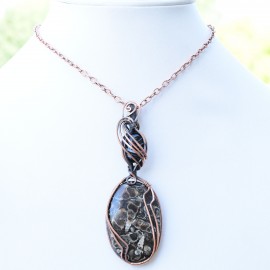Turtella Agate Gemstone Handmade Copper Wire Wrapped Pendant Jewelry 3.35 Inch BZ-507