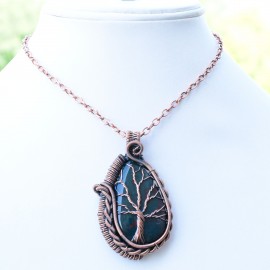 Blood Stone Gemstone Handmade Copper Wire Wrapped Pendant Jewelry 2.17 Inch BZ-508