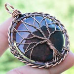Ocean Jasper Gemstone Handmade Copper Wire Wrapped Pendant Jewelry 2.17" BZ-511