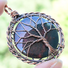 Ocean Jasper Gemstone Handmade Copper Wire Wrapped Pendant Jewelry 2.17" BZ-511