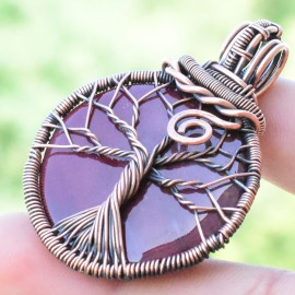 Mookaite Gemstone Handmade Copper Wire Wrapped Pendant Jewelry 1.77 Inch BZ-513