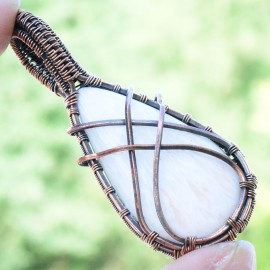 Scolicite Gemstone Handmade Copper Wire Wrapped Pendant Jewelry 2.36 Inch BZ-514
