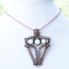 Moonstone Gemstone Handmade Copper Wire Wrapped Pendant Jewelry 2.56 Inch BZ-525