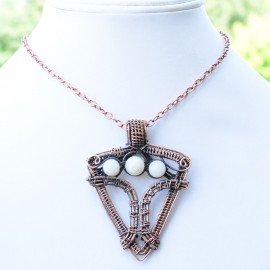 Moonstone Gemstone Handmade Copper Wire Wrapped Pendant Jewelry 2.56 Inch BZ-531