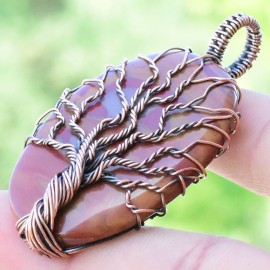Noreena Jasper Gemstone Handmade Copper Wire Wrapped Pendant Jewelry 2.36 Inch BZ-537