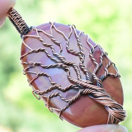 Noreena Jasper Gemstone Handmade Copper Wire Wrapped Pendant Jewelry 2.36 Inch BZ-537