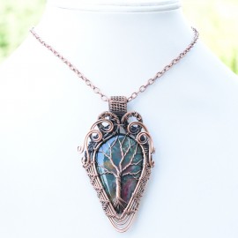 Blood Stone Gemstone Handmade Copper Wire Wrapped Pendant Jewelry 2.96 Inch BZ-554