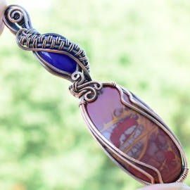 Noreena Jasper Gemstone Handmade Copper Wire Wrapped Pendant Jewelry 3.35 Inch BZ-561