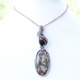 Turtella Agate Gemstone Handmade Copper Wire Wrapped Pendant Jewelry 3.35 Inch BZ-563