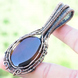 Montana Agate Gemstone Handmade Copper Wire Wrapped Pendant Jewelry 3.15 Inch BZ-564