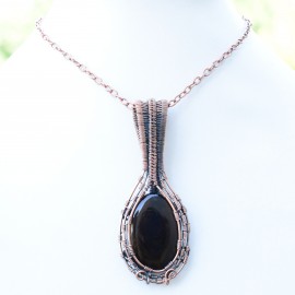 Montana Agate Gemstone Handmade Copper Wire Wrapped Pendant Jewelry 3.15 Inch BZ-564