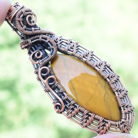 Mookaite Gemstone Handmade Copper Wire Wrapped Pendant Jewelry 2.96 Inch BZ-567