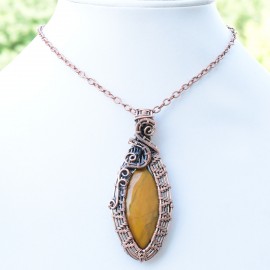 Mookaite Gemstone Handmade Copper Wire Wrapped Pendant Jewelry 2.96 Inch BZ-567