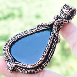 Blood Stone Gemstone Handmade Copper Wire Wrapped Pendant Jewelry 3.15 Inch BZ-569