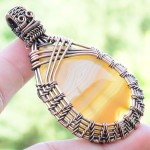 Bostwana Agate Gemstone Handmade Copper Wire Wrapped Pendant Jewelry 2.56 Inch BZ-581