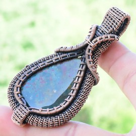 Blood Stone Gemstone Handmade Copper Wire Wrapped Pendant Jewelry 2.96 Inch BZ-588