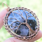 Fruit Jasper Gemstone Handmade Copper Wire Wrapped Pendant Jewelry 2.36" BZ-590