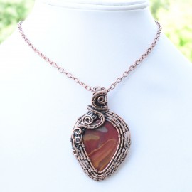 Noreena Jasper Gemstone Handmade Copper Wire Wrapped Pendant Jewelry 2.36 Inch BZ-591