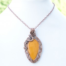 Mookaite Gemstone Handmade Copper Wire Wrapped Pendant Jewelry 2.76 Inch BZ-616