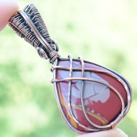 Noreena Jasper Gemstone Handmade Copper Wire Wrapped Pendant Jewelry 2.36 Inch BZ-625